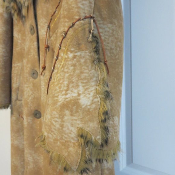 REM Leopard Print Faux Fur Hooded Long Coat Jacket Sz M - Picture 2 of 8